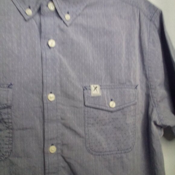 Marc Ecko Shirt M Men Short Sleeve Button Up Pockets Blue - Picture 6 of 14